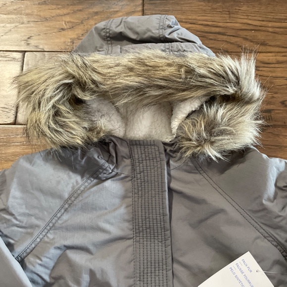 New Old Navy Kids jacket coat sherpa faux fur trim hood grey size 4T - Picture 2 of 9